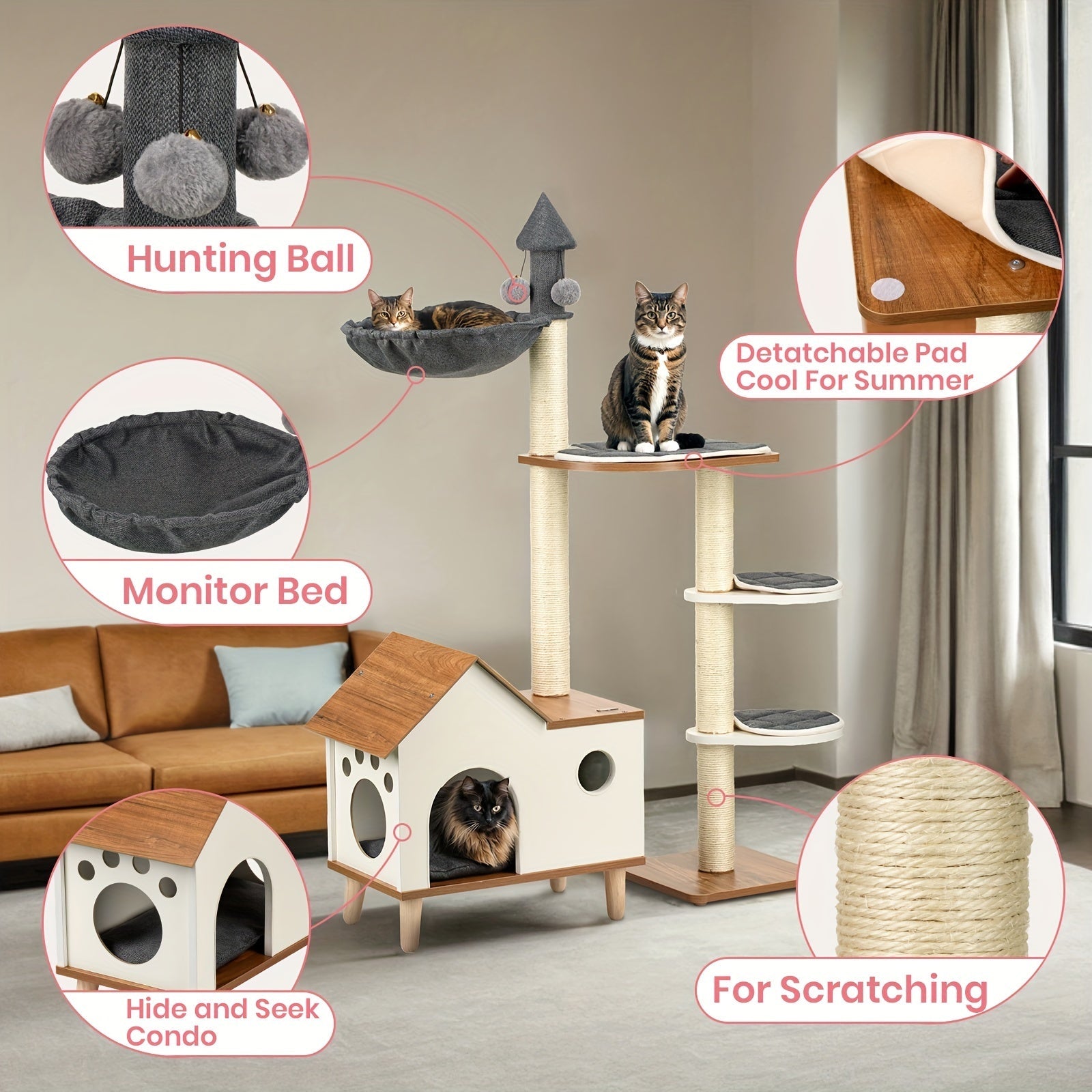 Wooden House Cat Tree